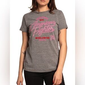 NWT American Fighter Grey Pink Quinn Short Sleeve Tee T-shirt Size Medium